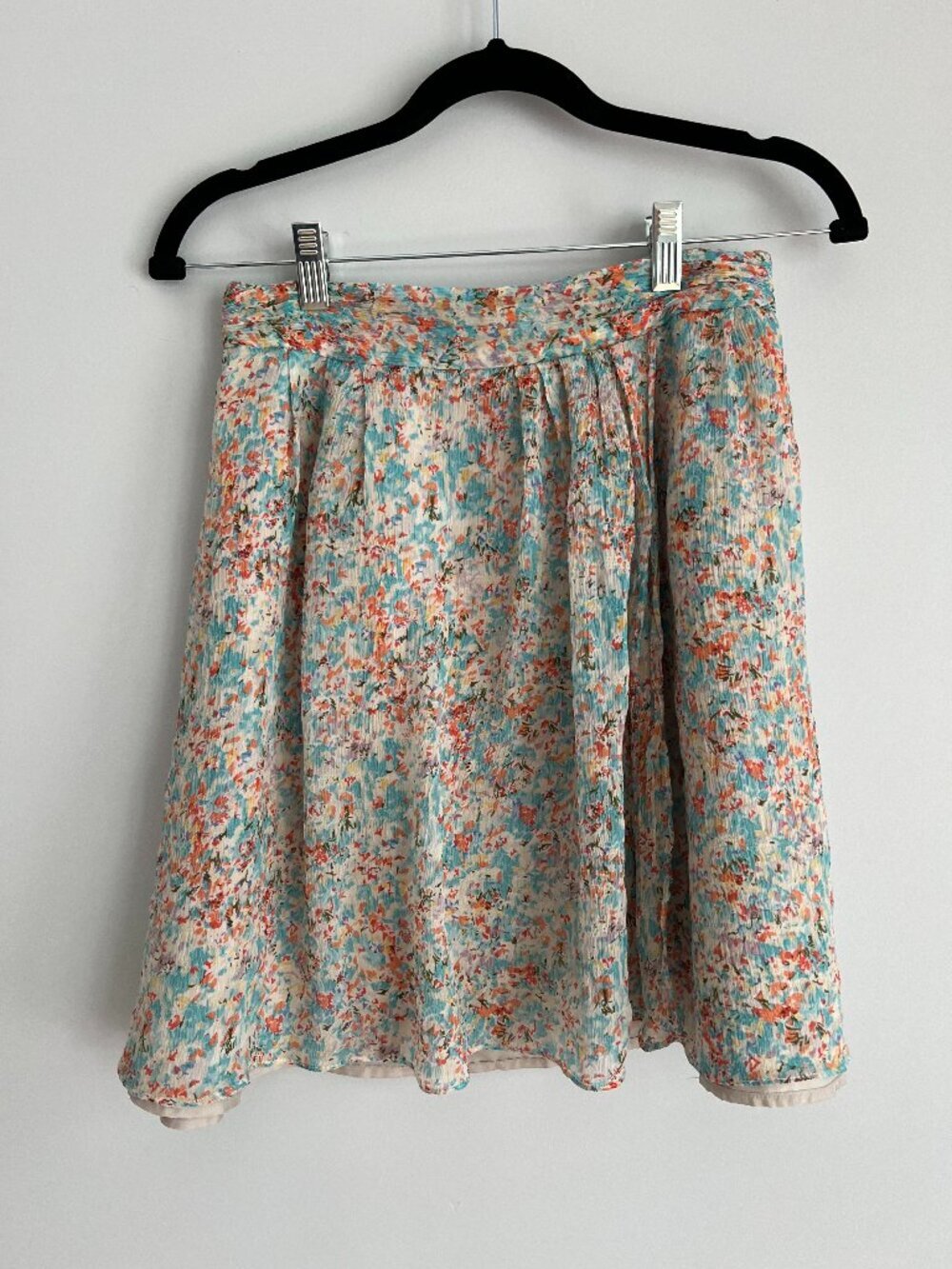 J.Crew 100% Silk "Soiree" Waterlily Floral Chiffon Lined A line Skirt Size 2
